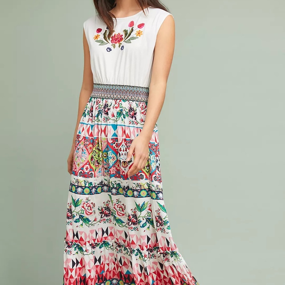 Anthropologie Elma Embroidered Dress‎ Farm Rio Free People Maeve Maxi Large